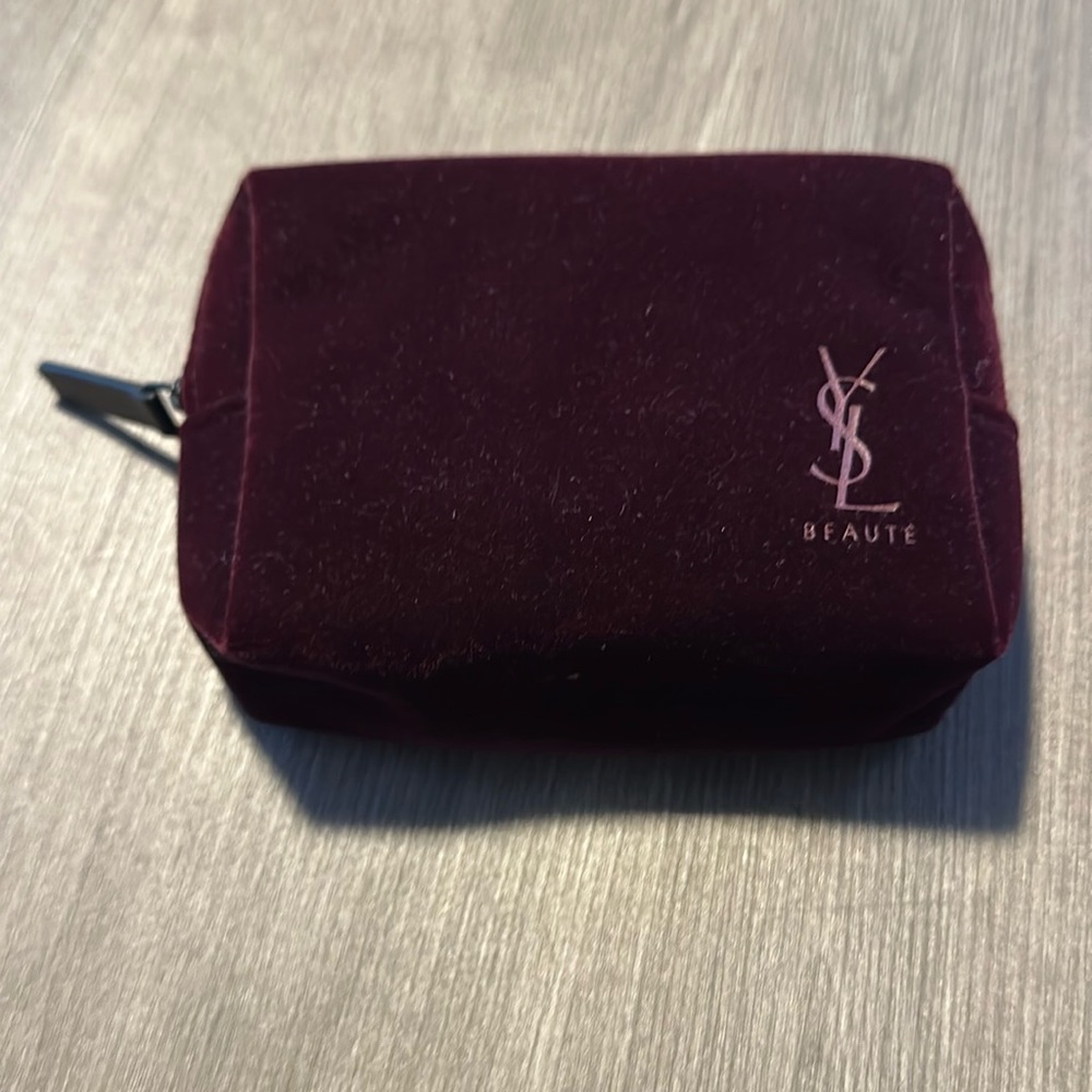 Yves Saint Laurent Burgundy Velvet Pouch